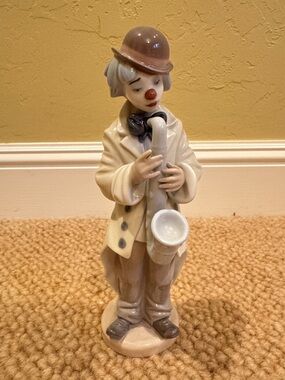 Retired Lladro Sad Sax porcelain Clown Figurine